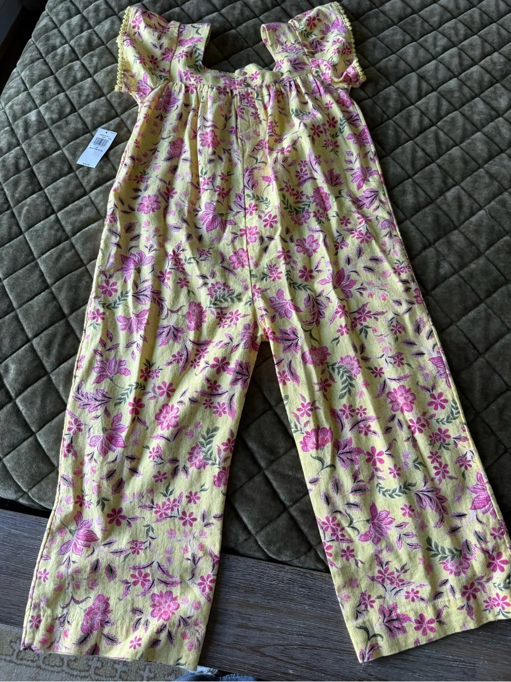 Yellow Floral Knit Skirt with Pink Blooms
